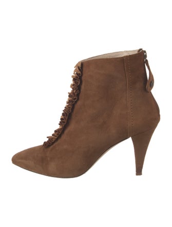 Anne Fontaine Suede Grosgrain Trim Lace-Up Boots