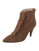 Anne Fontaine Suede Grosgrain Trim Lace-Up Boots