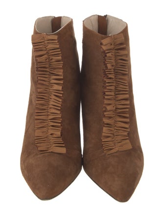 Anne Fontaine Suede Grosgrain Trim Lace-Up Boots