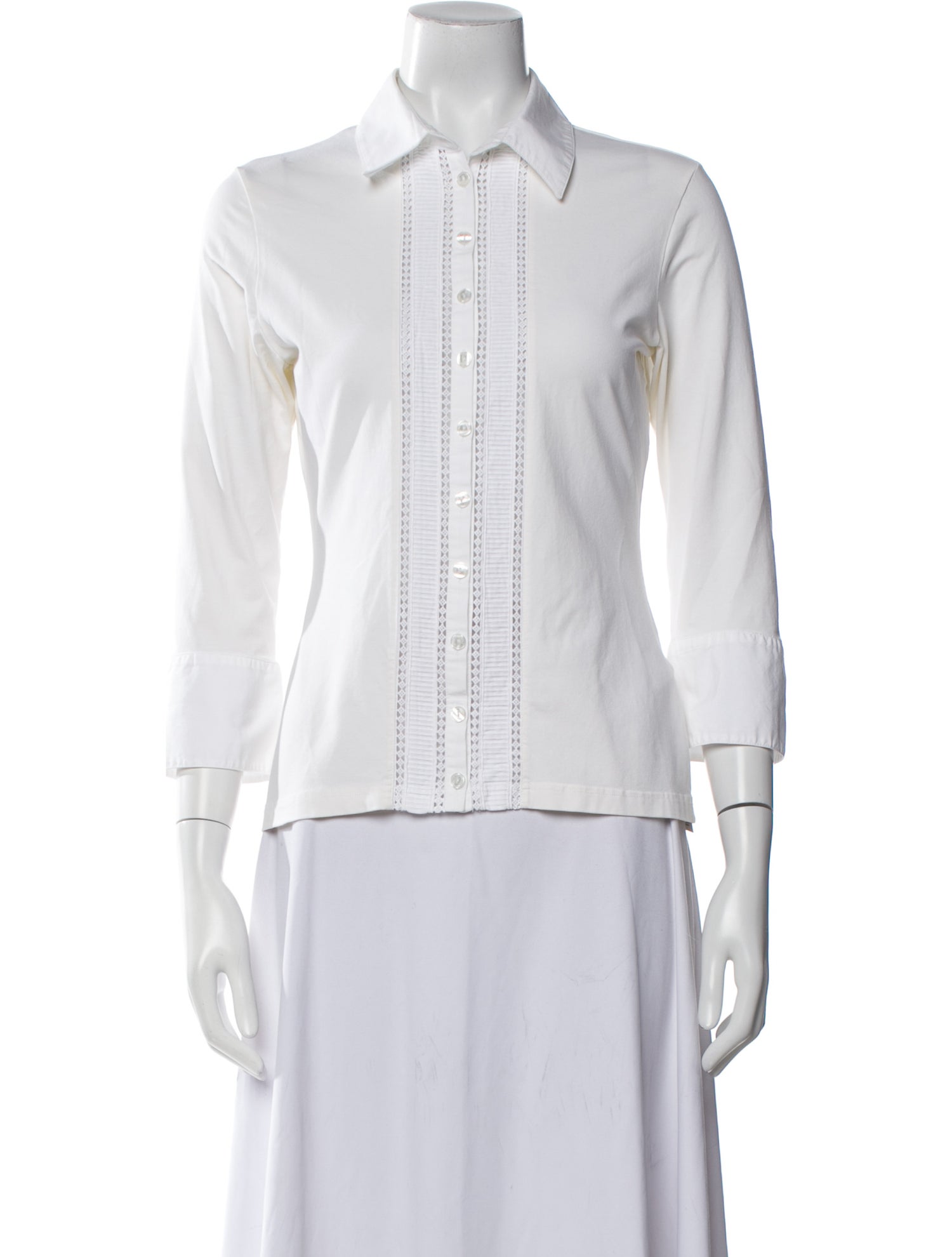 Anne Fontaine Three-Quarter Sleeve Button-Up Top