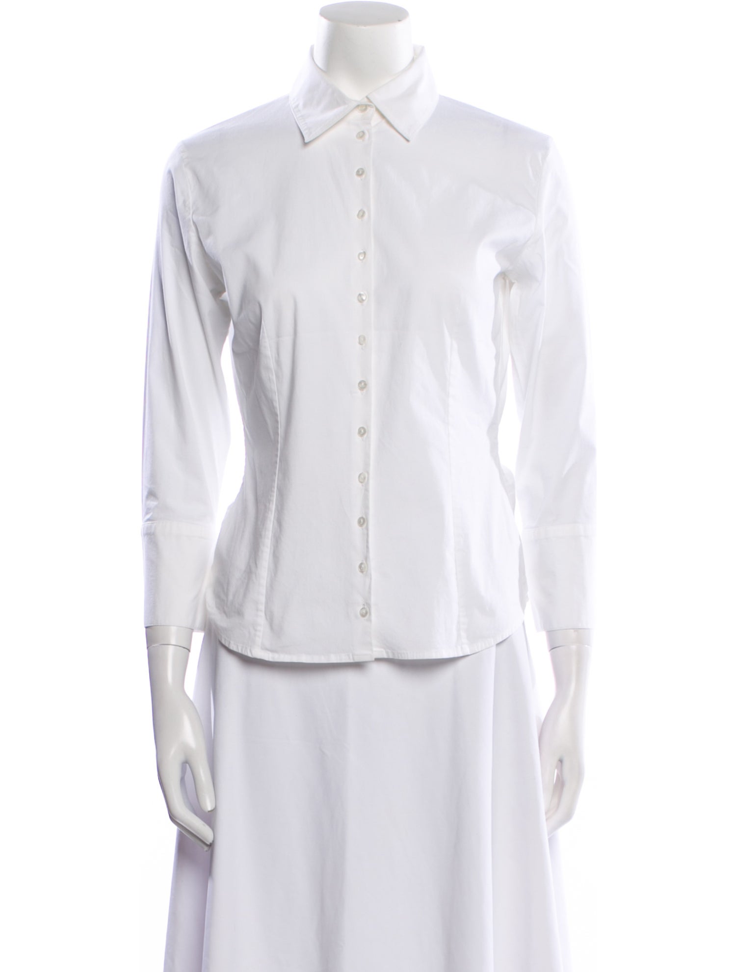 Anne Fontaine Three-Quarter Sleeve Button-Up Top