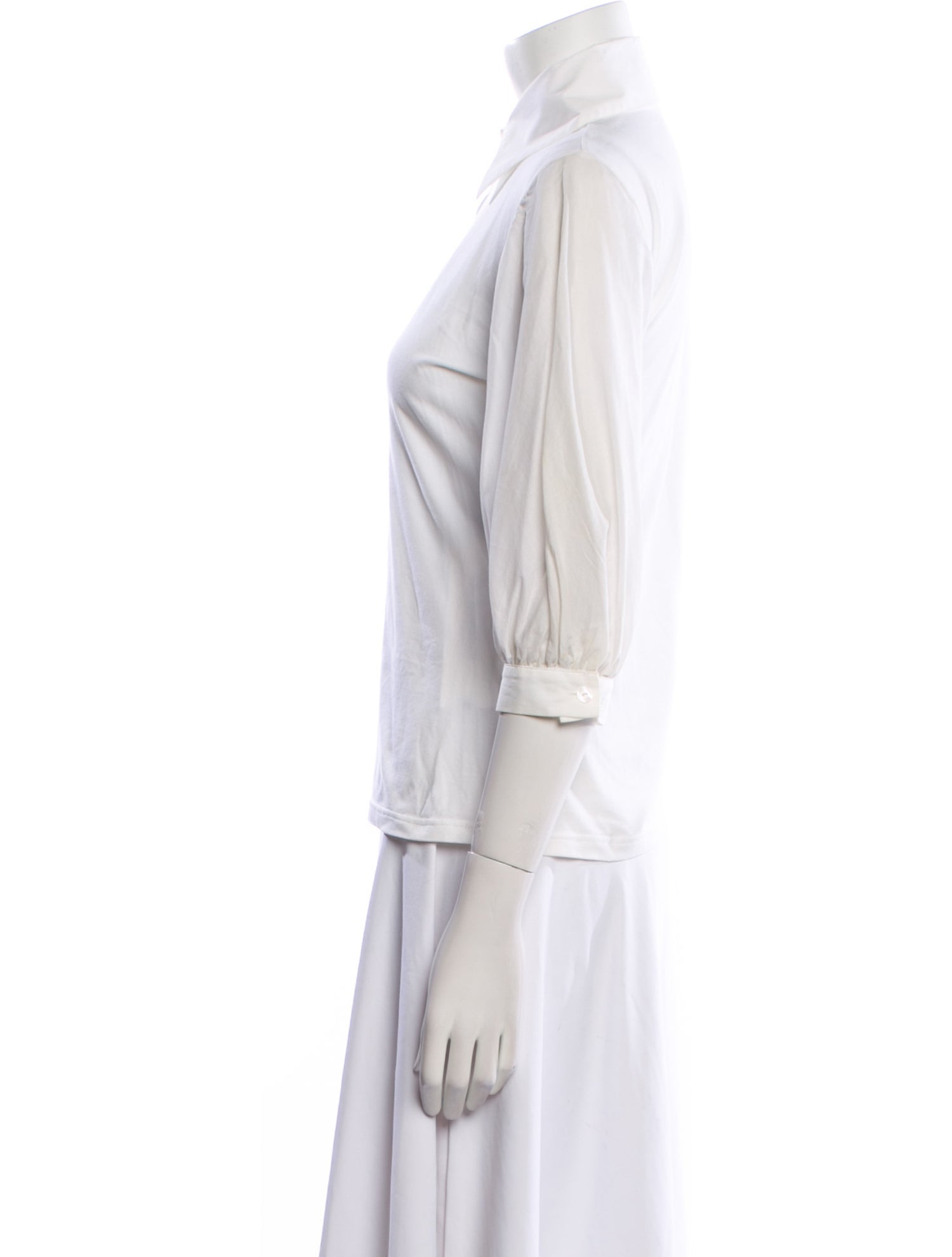 Anne Fontaine Supima Cotton Three-Quarter Sleeve Button-Up Top