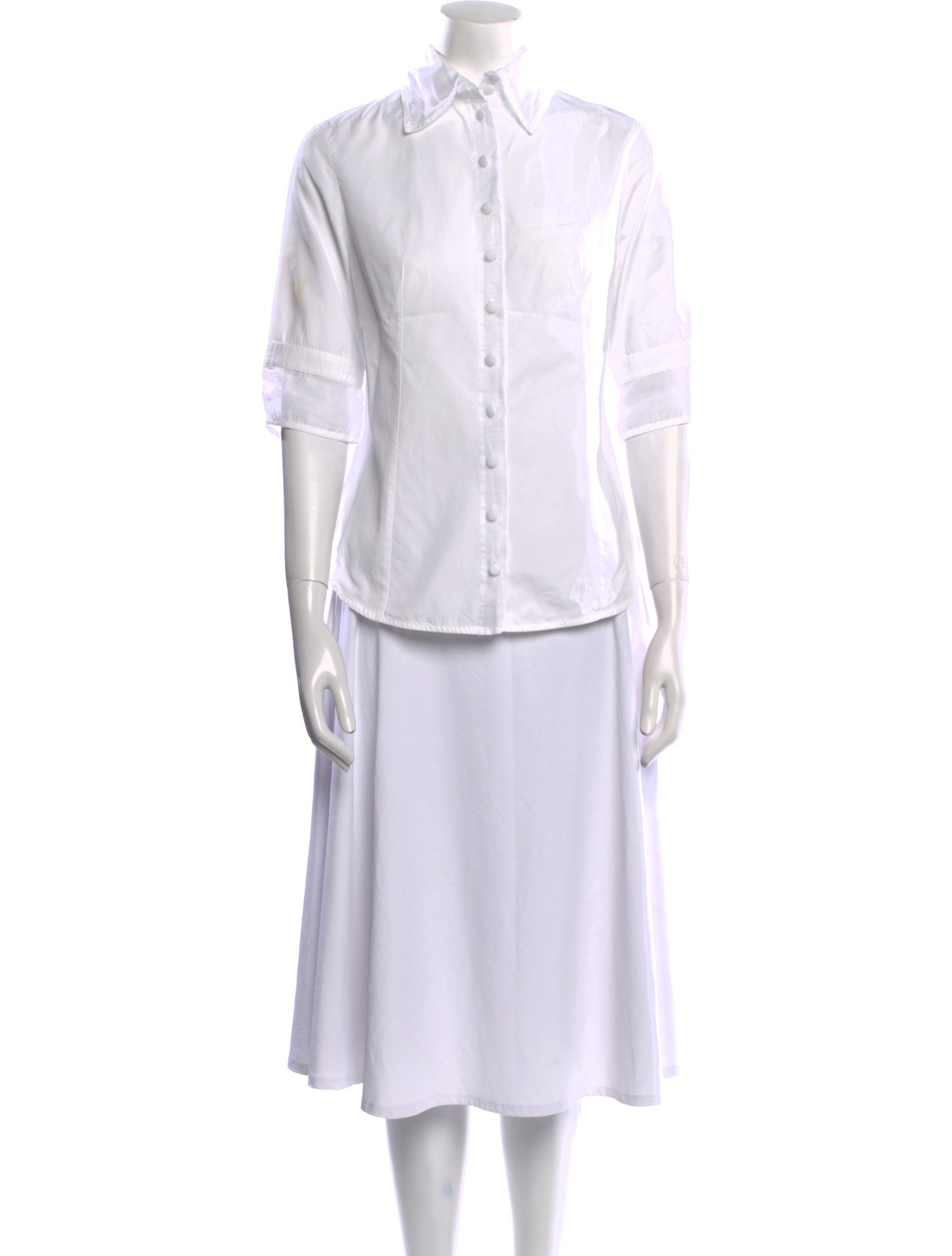 Anne Fontaine Three-Quarter Sleeve Button-Up Top