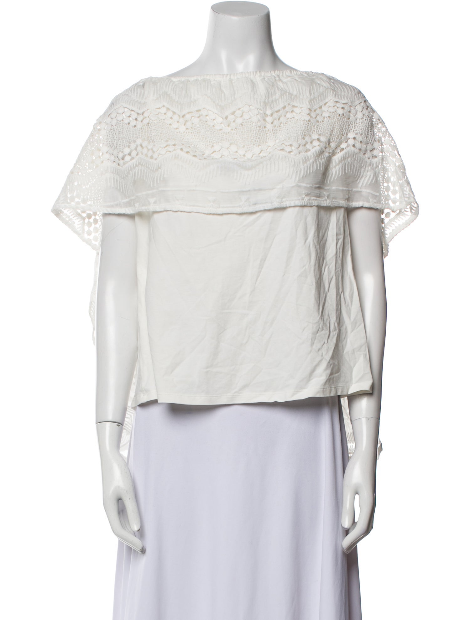 Anne Fontaine Bateau Neckline Short Sleeve Blouse