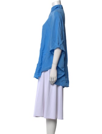 Anne Fontaine Silk Three-Quarter Sleeve Button-Up Top