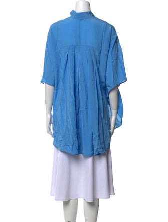 Anne Fontaine Silk Three-Quarter Sleeve Button-Up Top