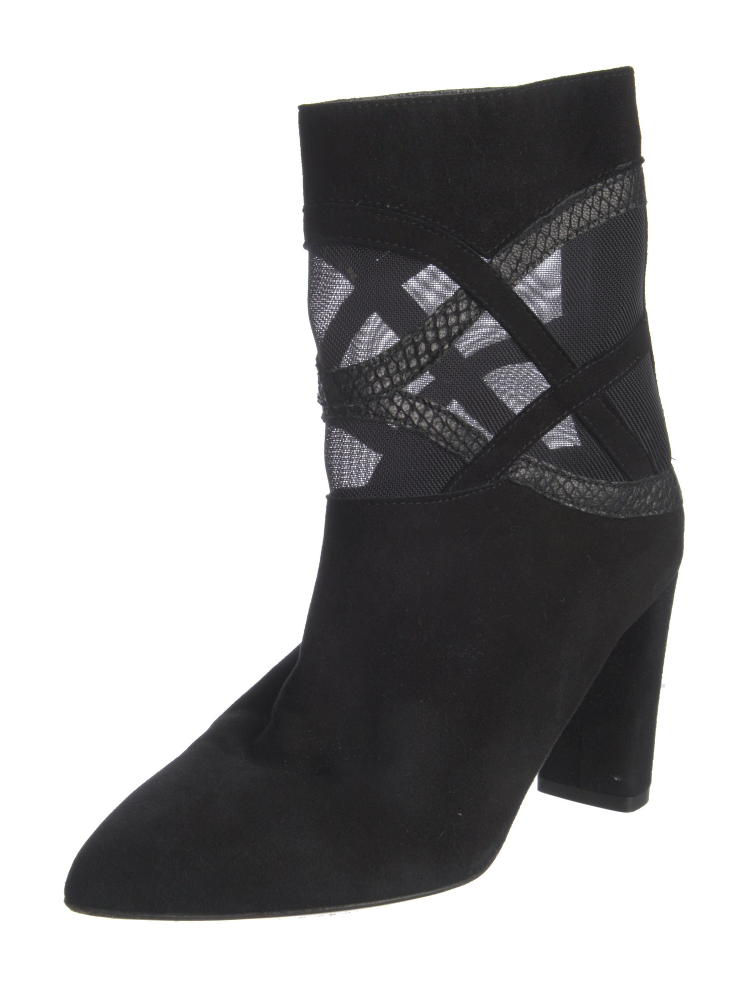 Anne Fontaine Suede Mesh Accents Boots