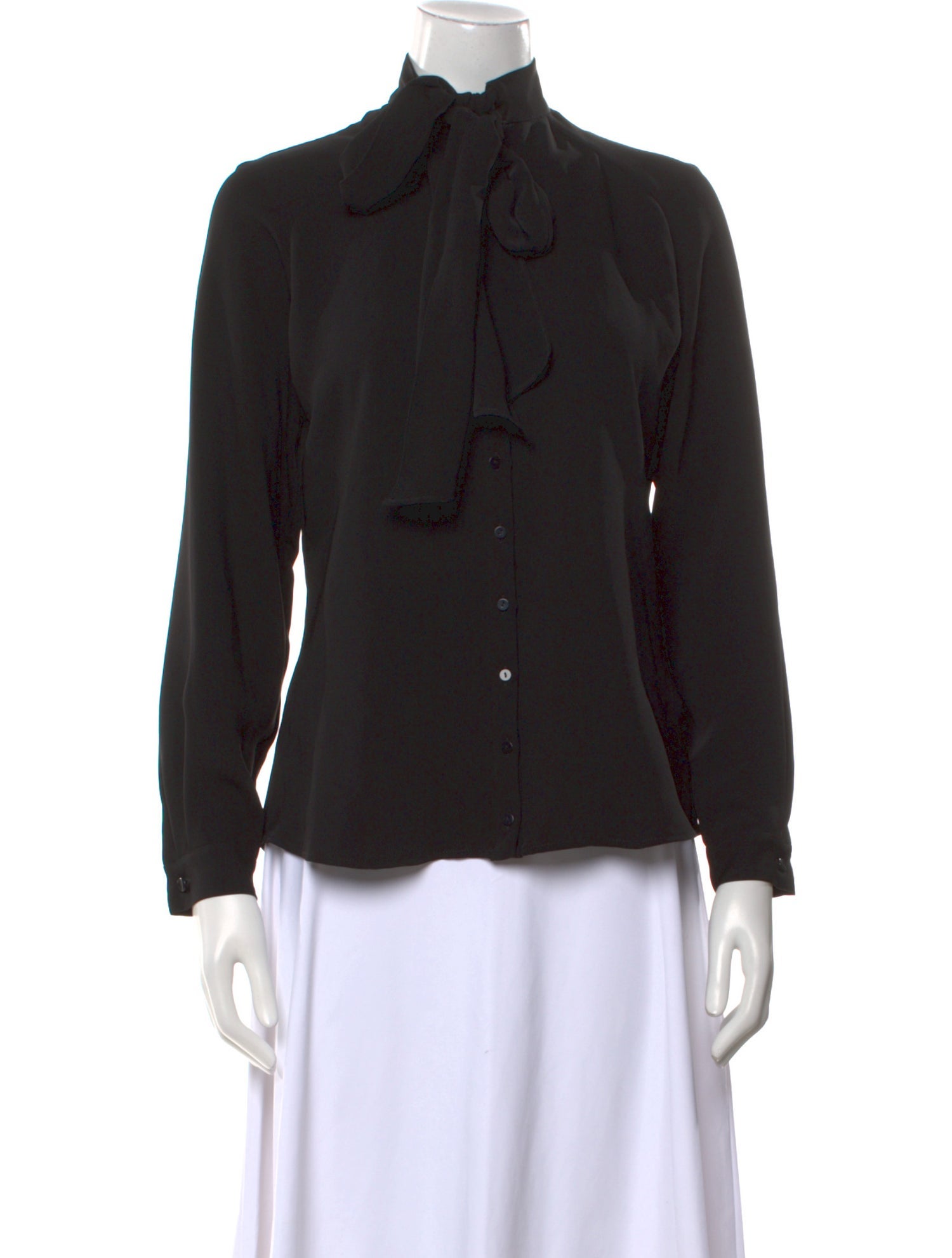 Anne Fontaine Mock Neck Long Sleeve Button-Up Top