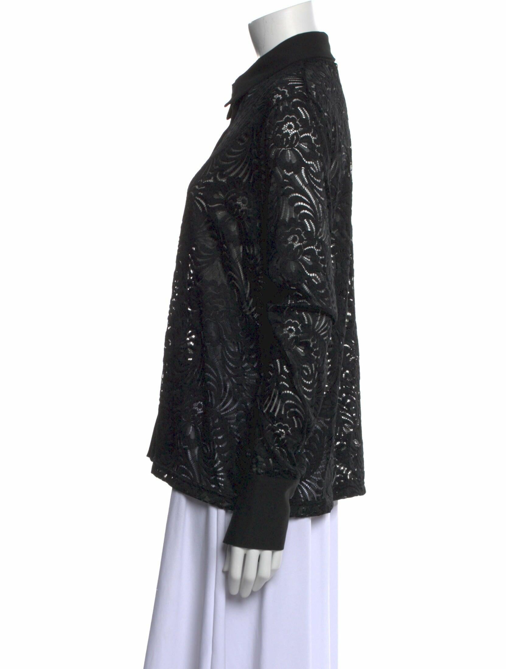 Anne Fontaine Lace Pattern Long Sleeve Blouse