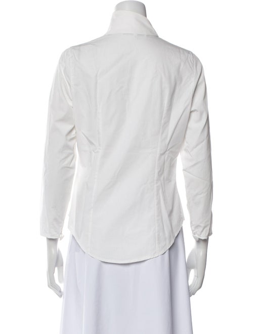 Anne Fontaine Mock Neck Three-Quarter Sleeve Button-Up Top