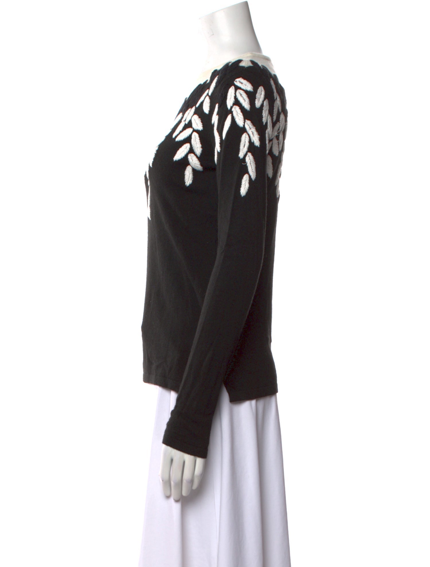 Anne Fontaine Printed Bateau Neckline Sweater