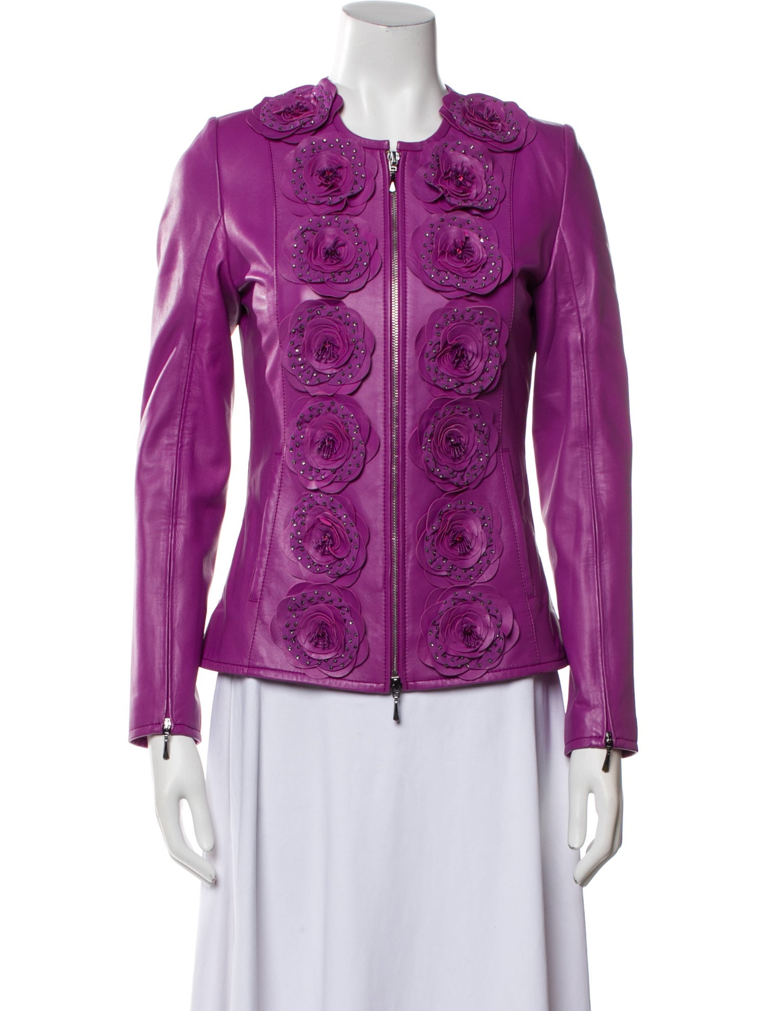 Anne Fontaine Lamb Leather Printed Evening Jacket
