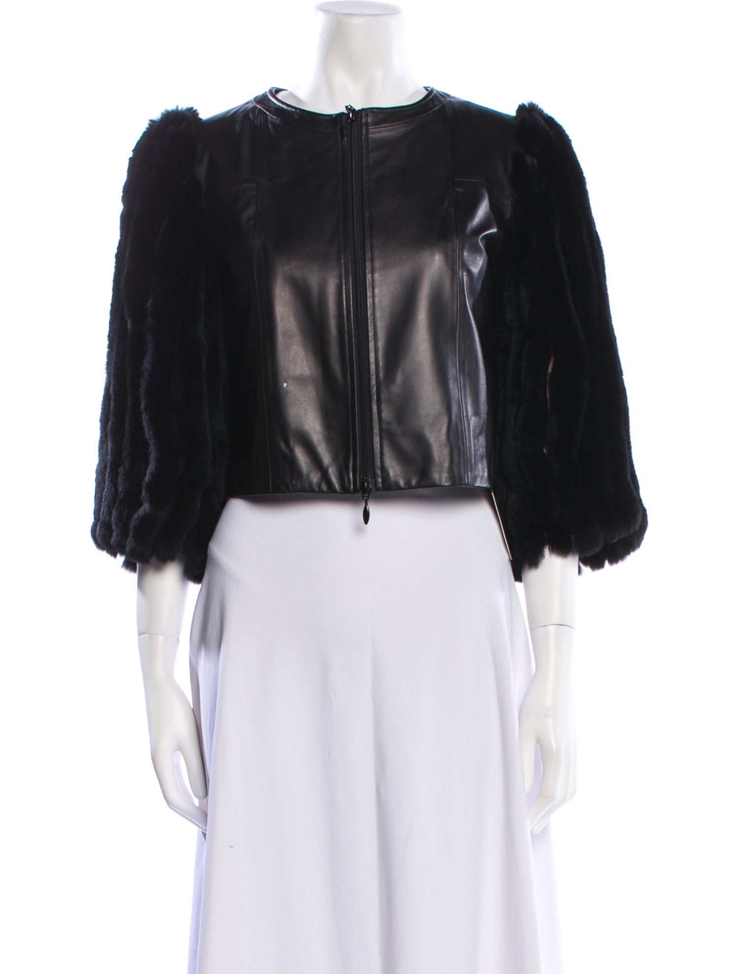 Anne Fontaine Lamb Leather Fur Jacket w/ Tags