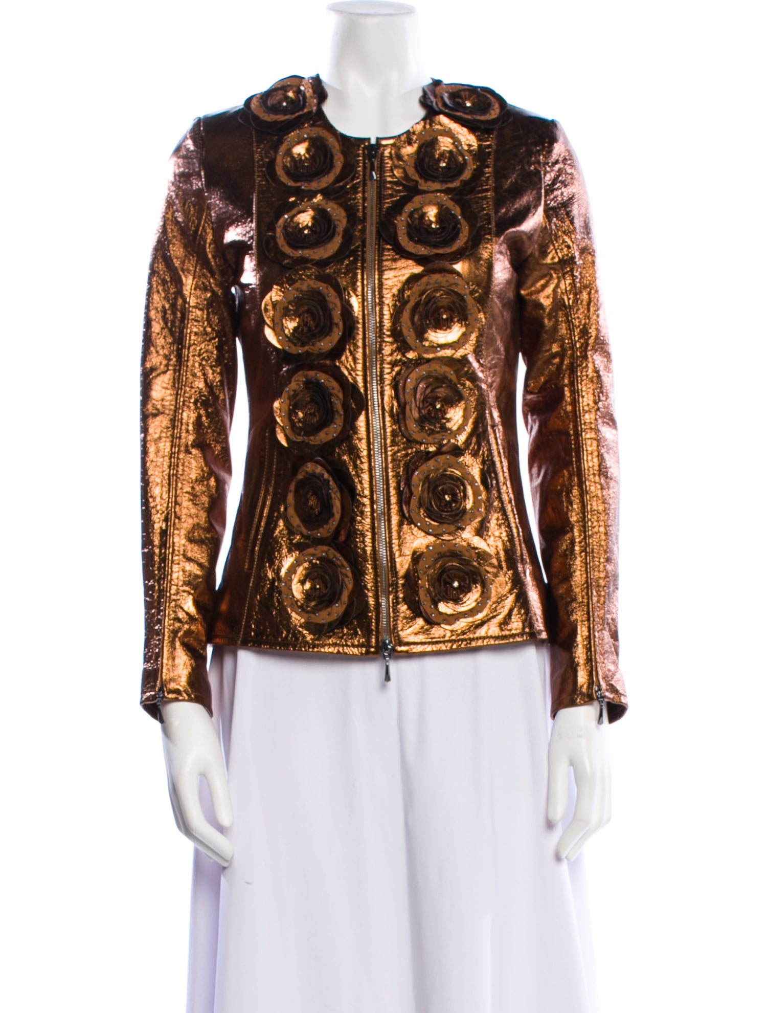 Anne Fontaine Lamb Leather Printed Jacket w/ Tags