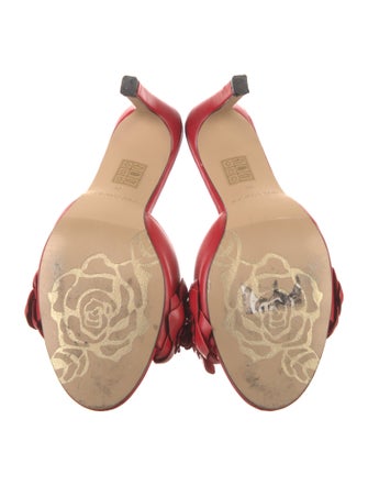 Anne Fontaine Leather Floral Print Slides