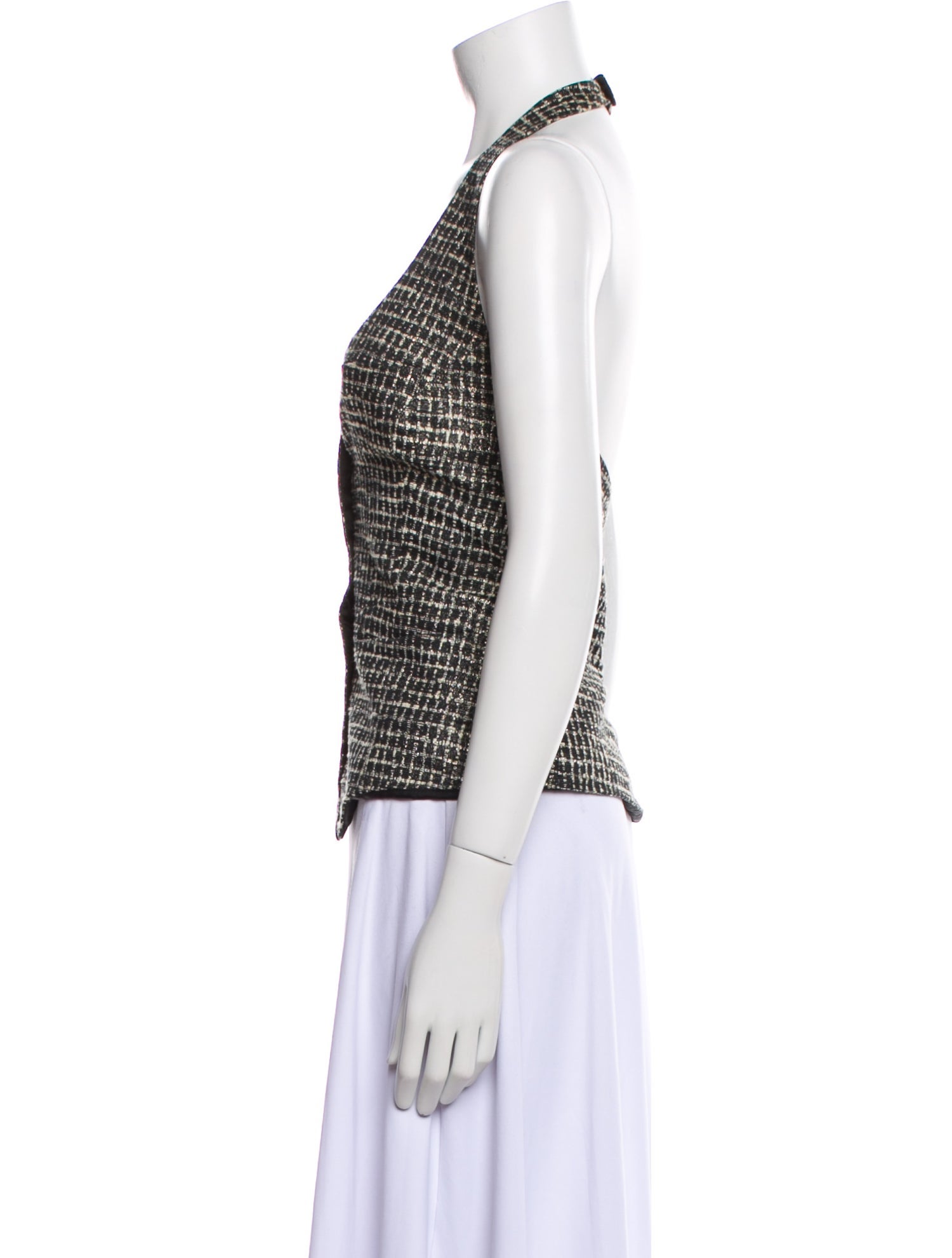 Anne Fontaine Tweed Pattern V-Neck Top