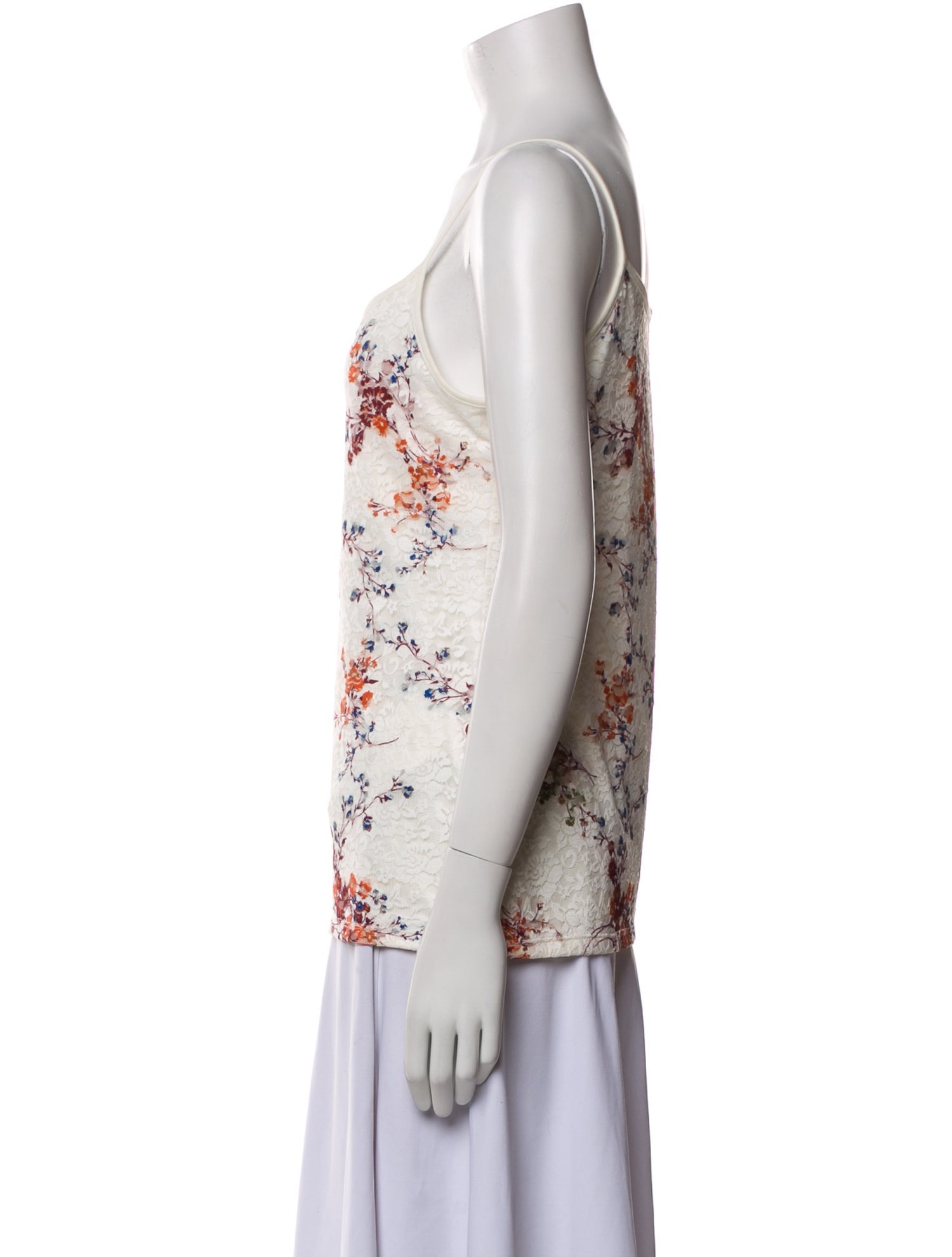 Anne Fontaine Floral Print Square Neckline Top