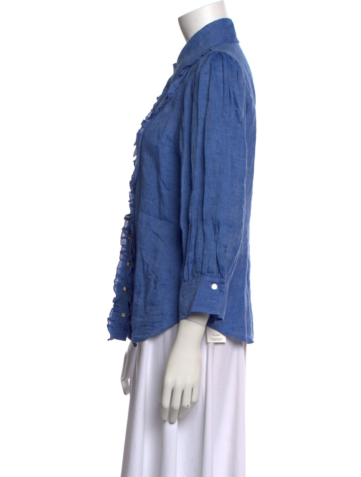 Anne Fontaine Linen Three-Quarter Sleeve Button-Up Top