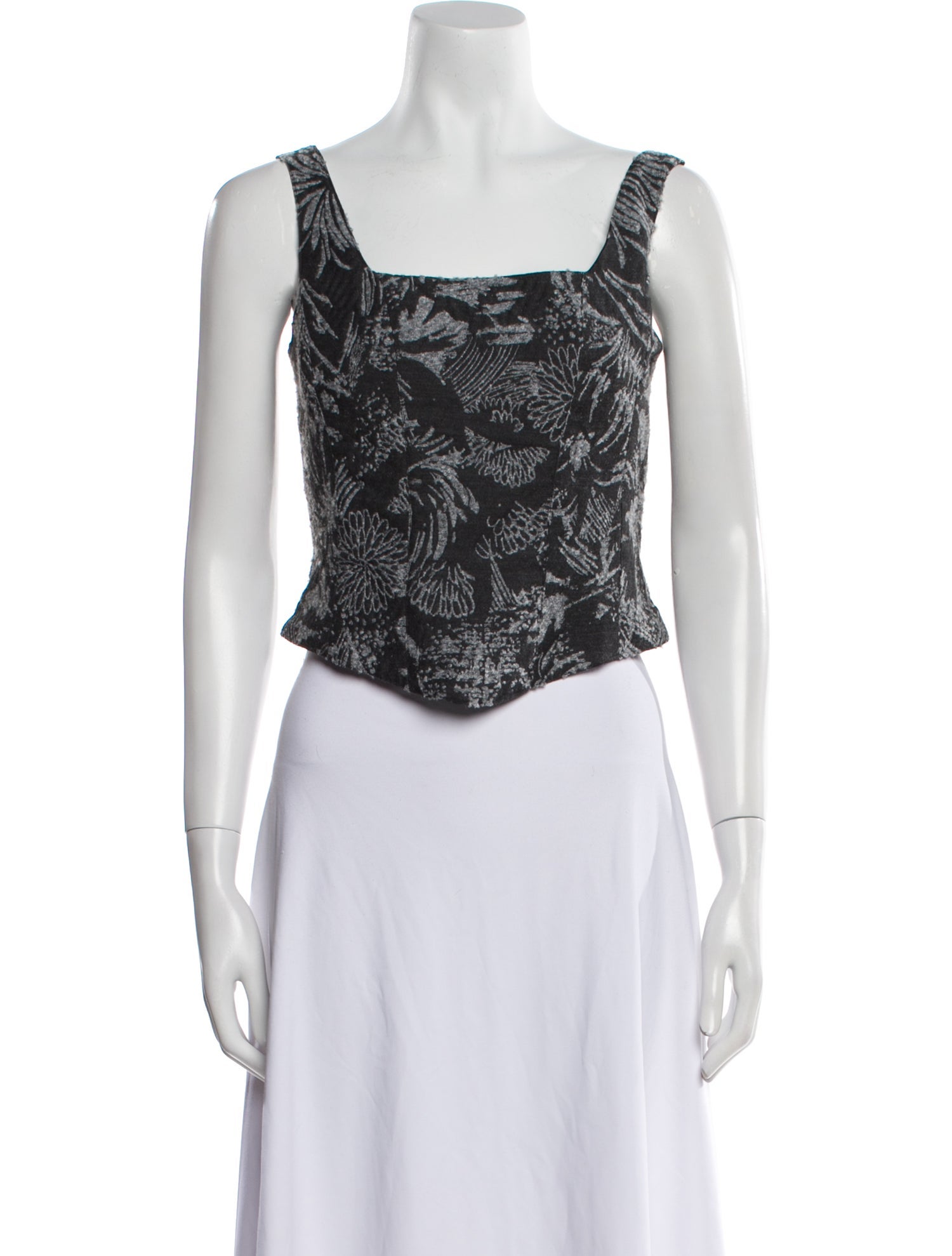 Anne Fontaine Printed Square Neckline Crop Top