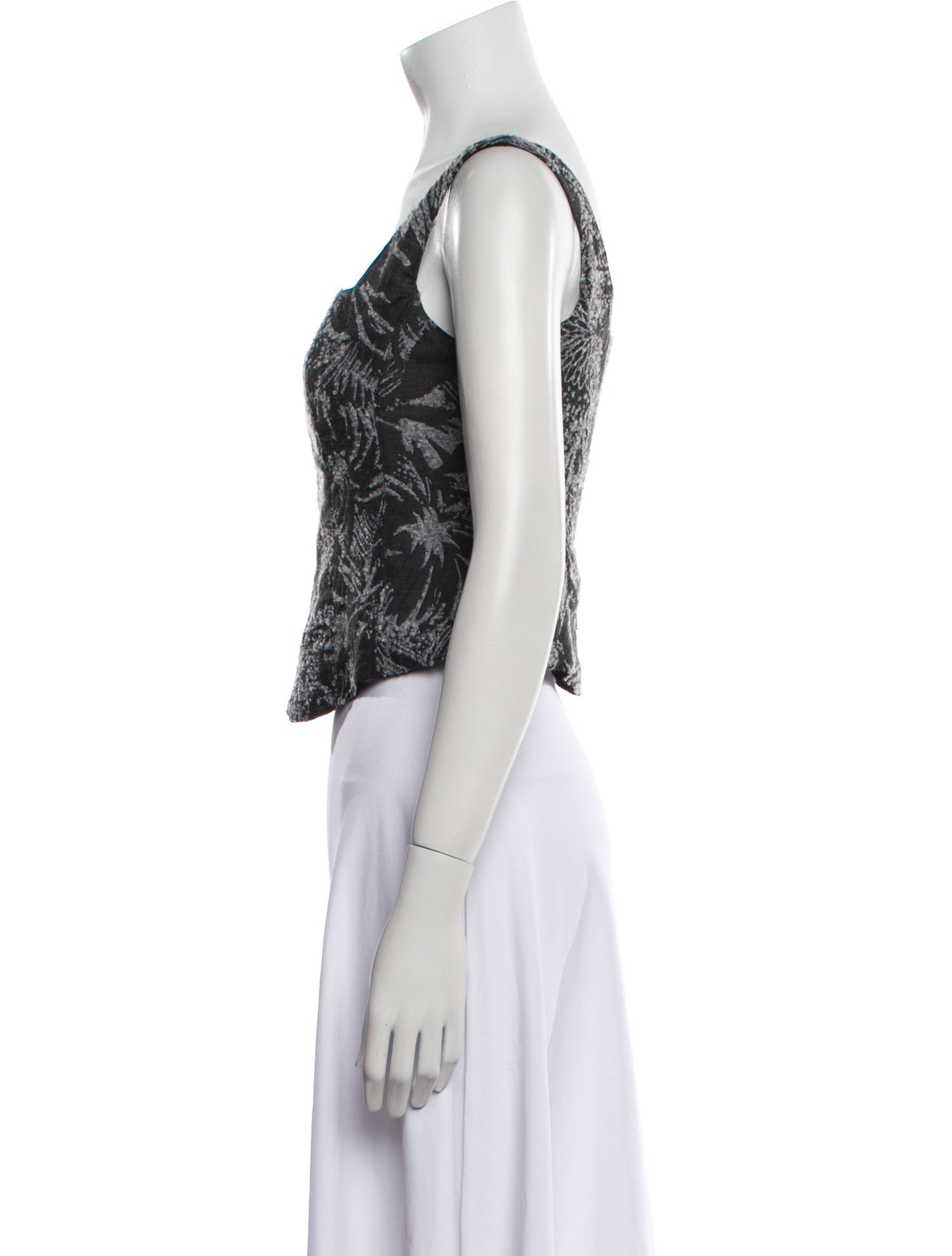 Anne Fontaine Printed Square Neckline Crop Top