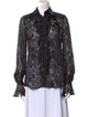 Anne Fontaine Silk Lace Pattern Button-Up Top