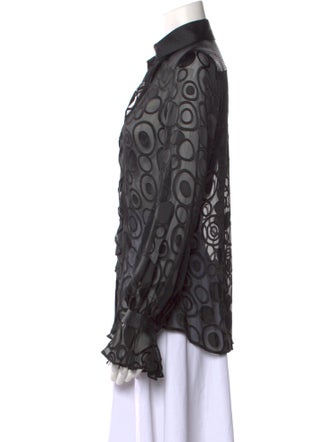 Anne Fontaine Silk Lace Pattern Button-Up Top
