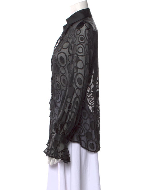 Anne Fontaine Silk Lace Pattern Button-Up Top