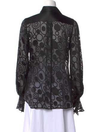 Anne Fontaine Silk Lace Pattern Button-Up Top