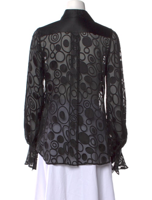 Anne Fontaine Silk Lace Pattern Button-Up Top