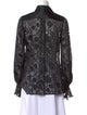 Anne Fontaine Silk Lace Pattern Button-Up Top
