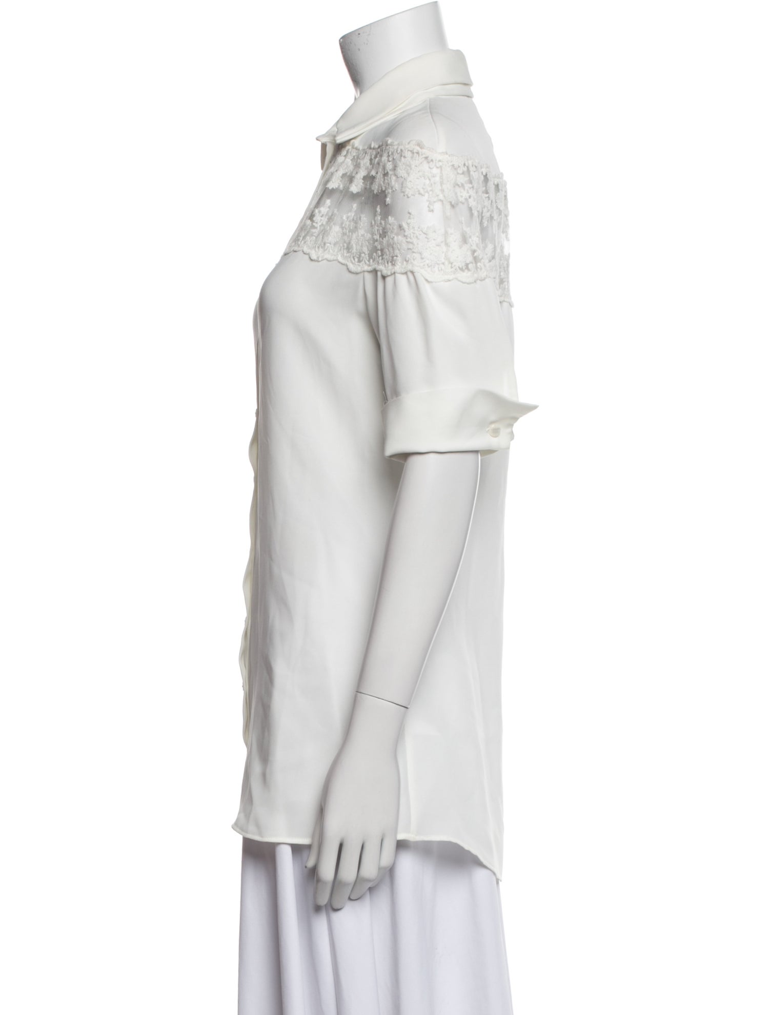 Anne Fontaine Short Sleeve Button-Up Top