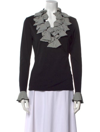 Anne Fontaine Houndstooth Print V-Neck Top