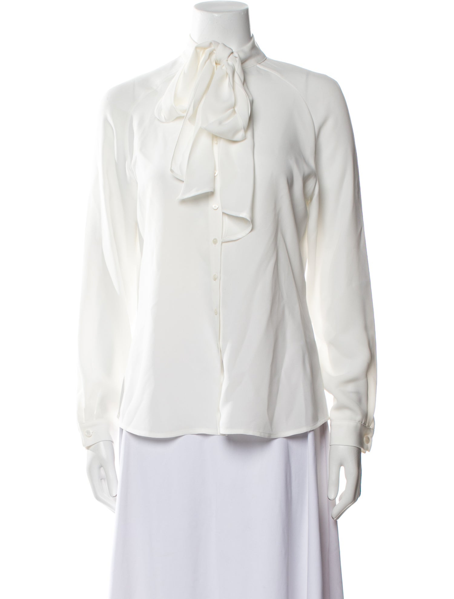 Anne Fontaine Mock Neck Long Sleeve Blouse