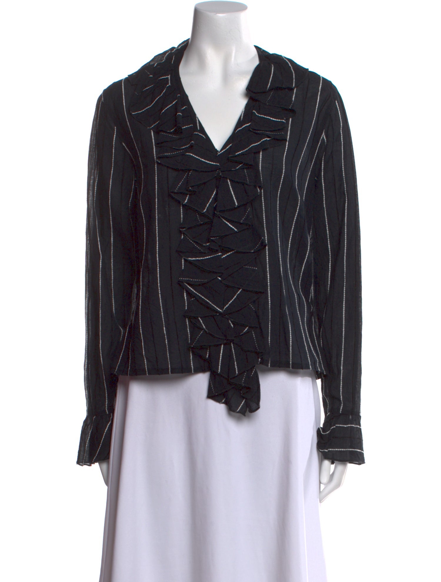 Anne Fontaine Striped V-Neck Blouse