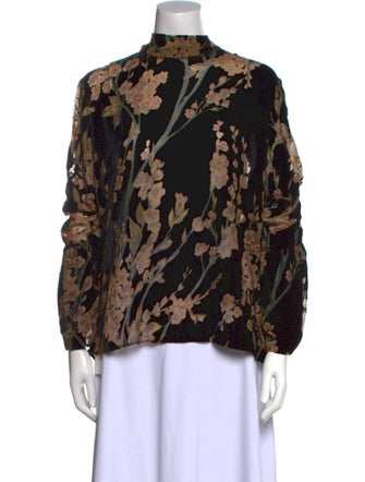 Anne Fontaine Floral Print Mock Neck Blouse
