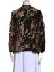 Anne Fontaine Floral Print Mock Neck Blouse