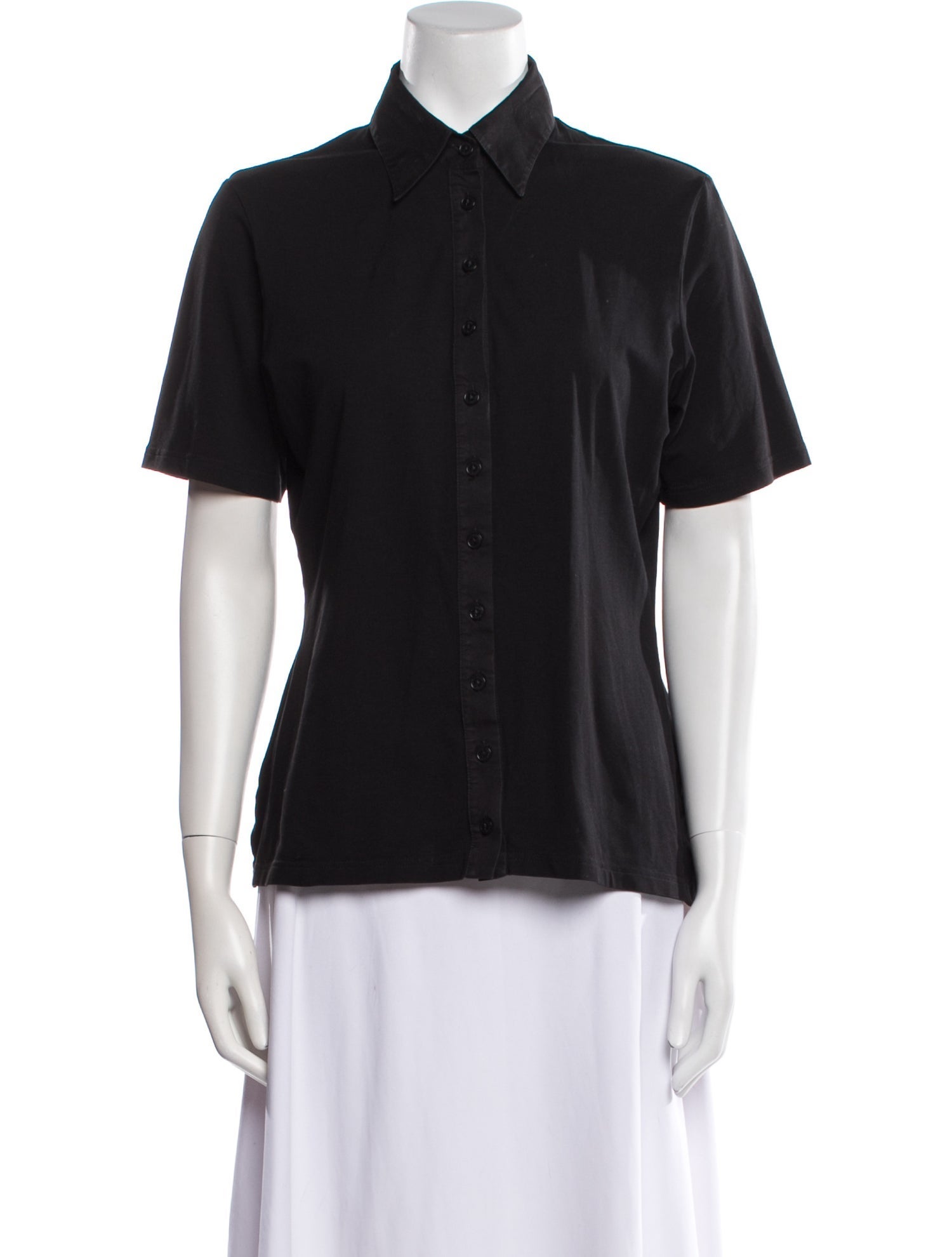 Anne Fontaine Short Sleeve Button-Up Top