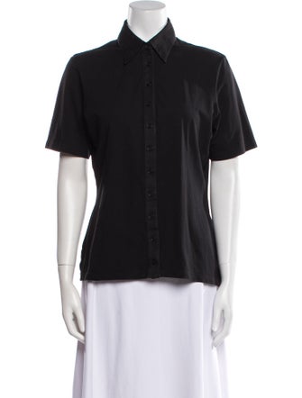 Anne Fontaine Short Sleeve Button-Up Top