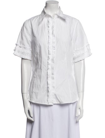 Anne Fontaine Short Sleeve Button-Up Top