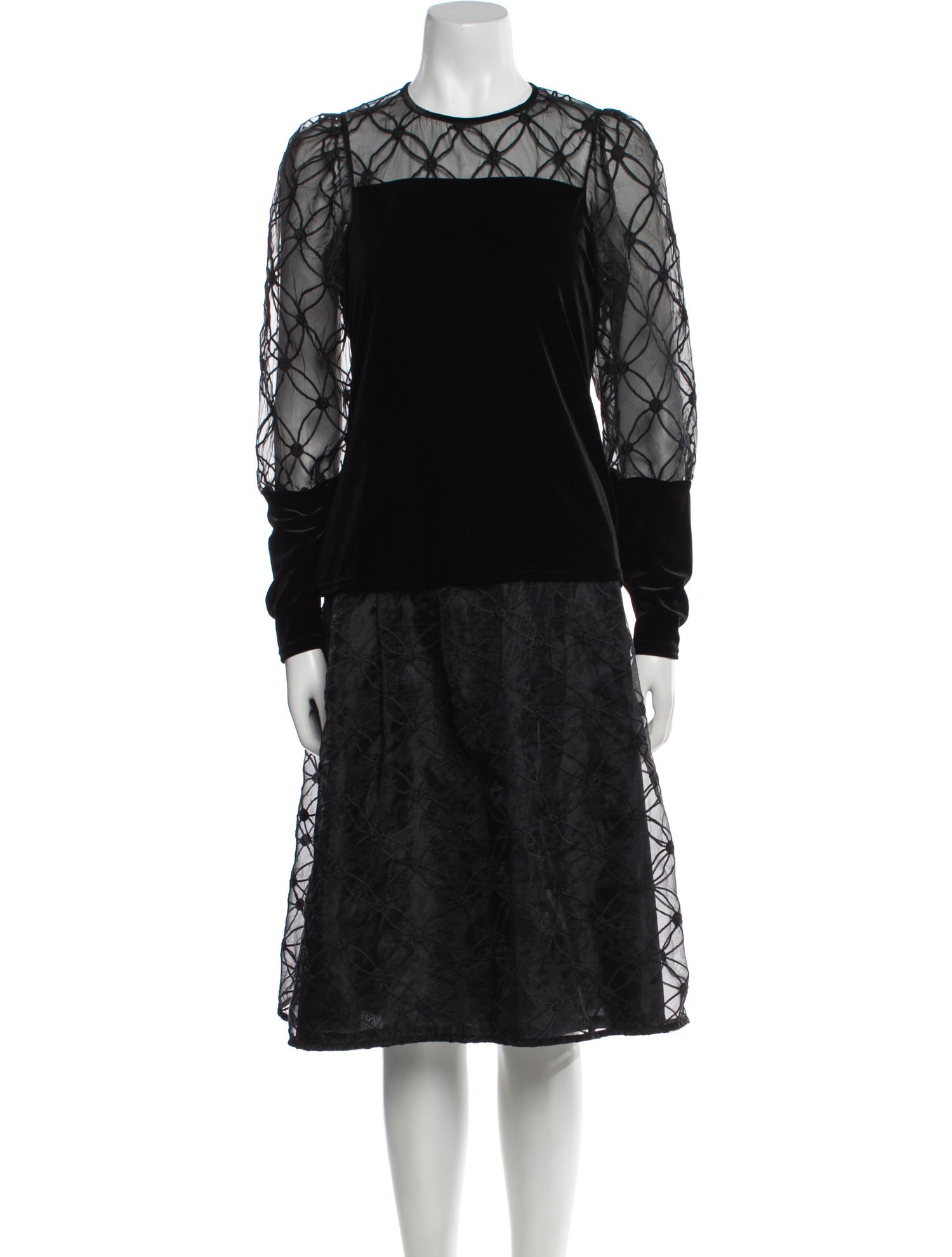 Anne Fontaine Velvet Keyhole Accent Skirt Set