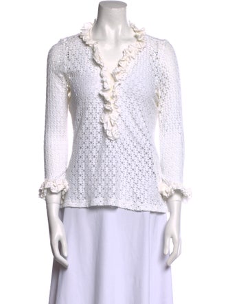 Anne Fontaine V-Neck Long Sleeve Blouse