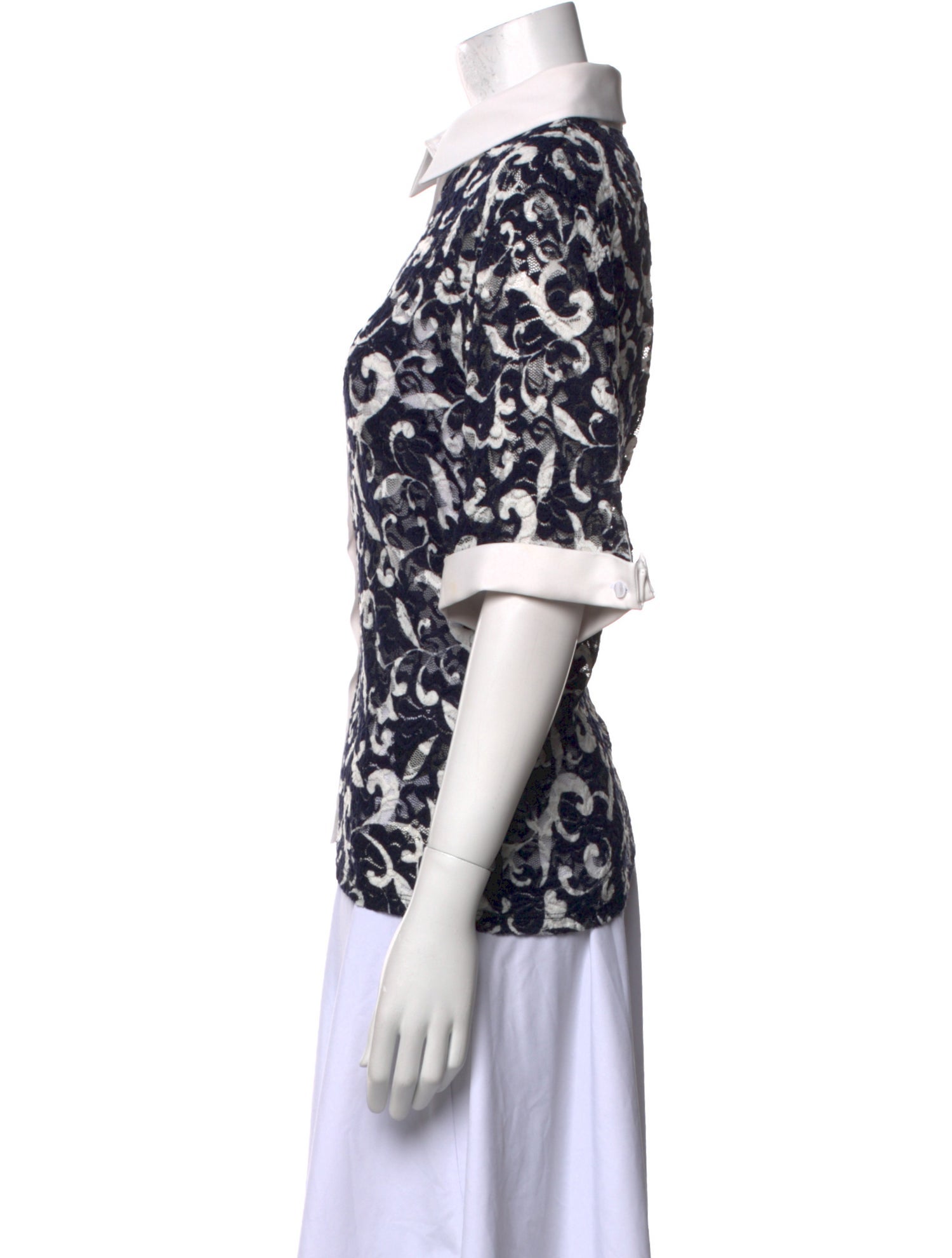 Anne Fontaine Printed Short Sleeve Button-Up Top