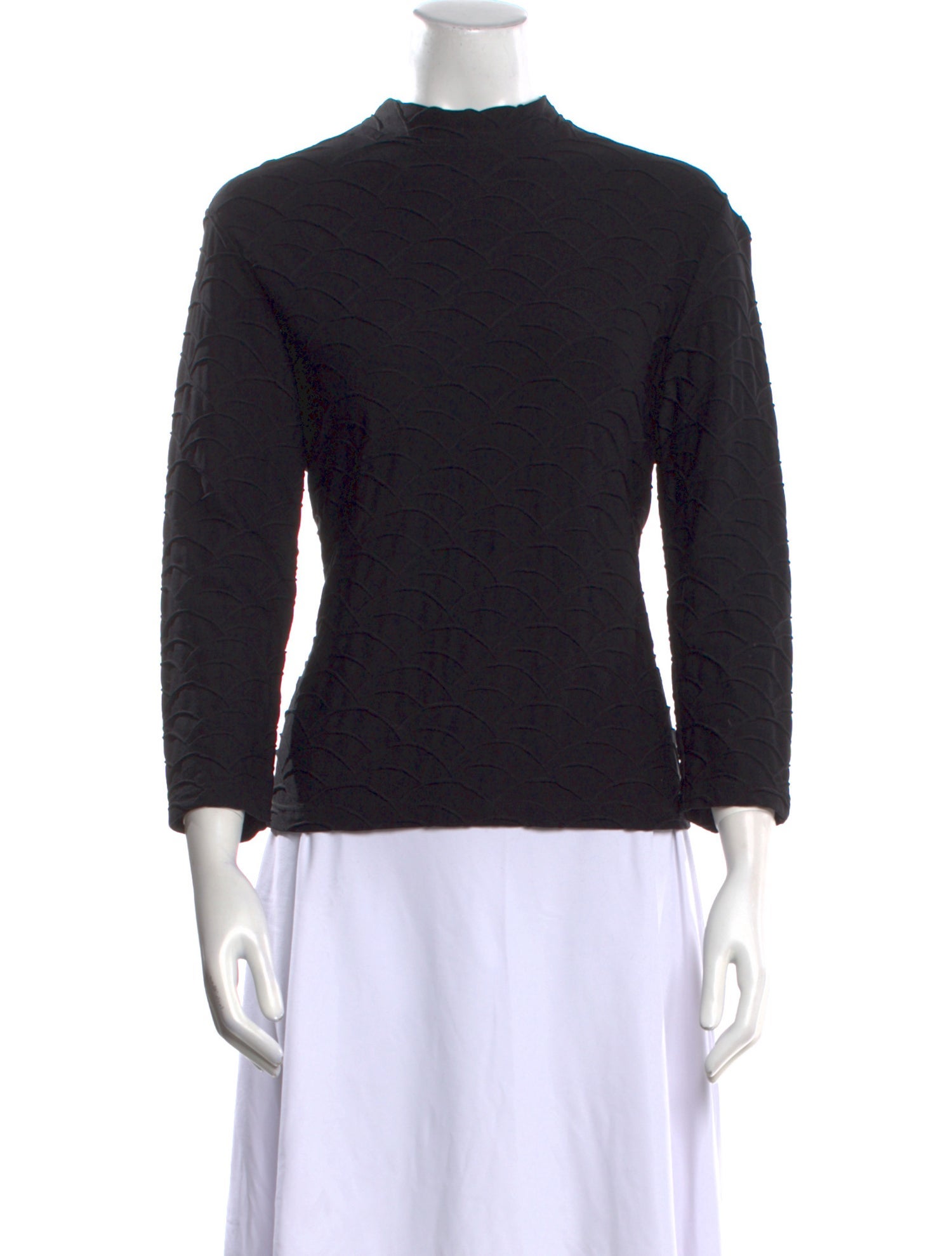 Anne Fontaine Mock Neck Three-Quarter Sleeve Top