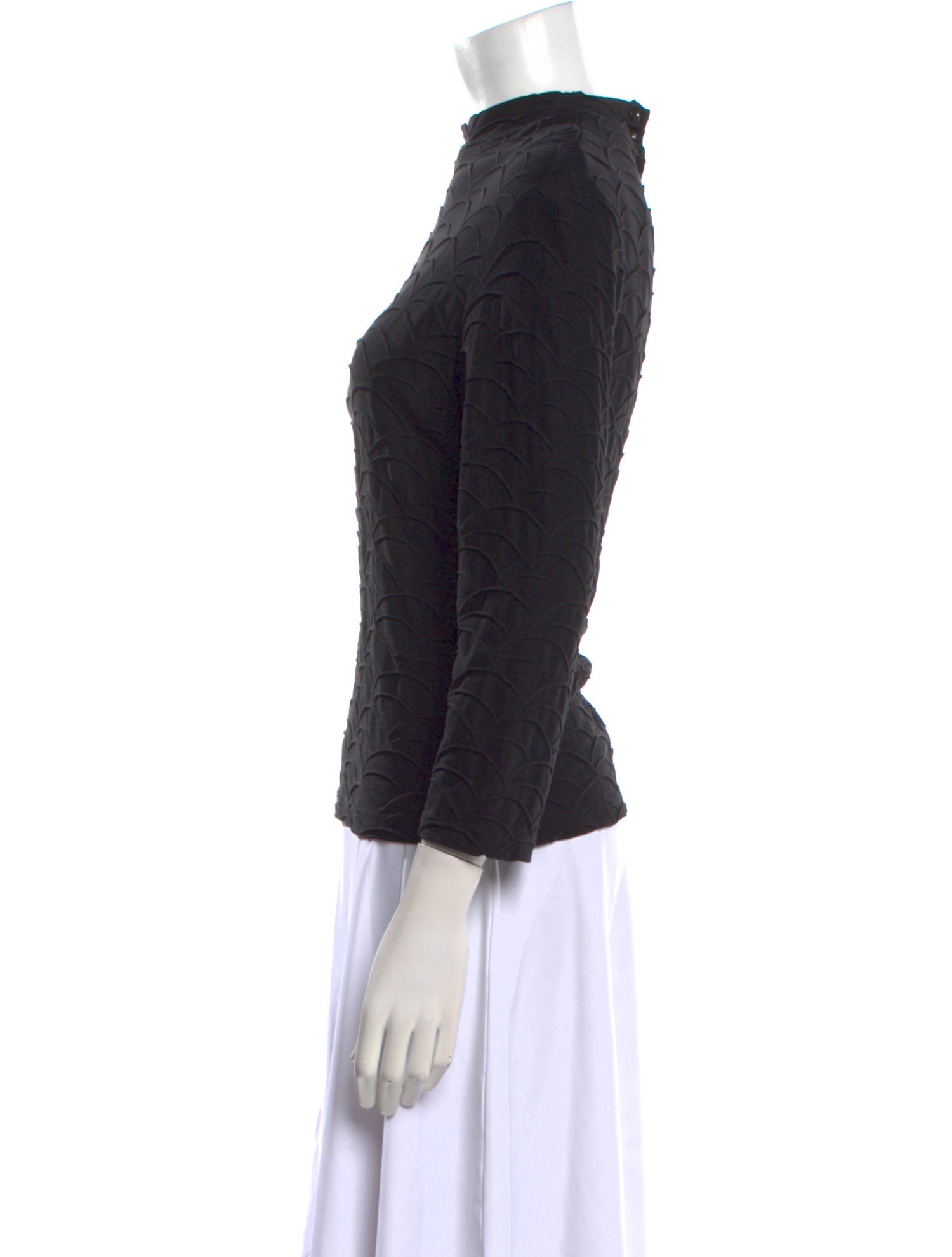 Anne Fontaine Mock Neck Three-Quarter Sleeve Top