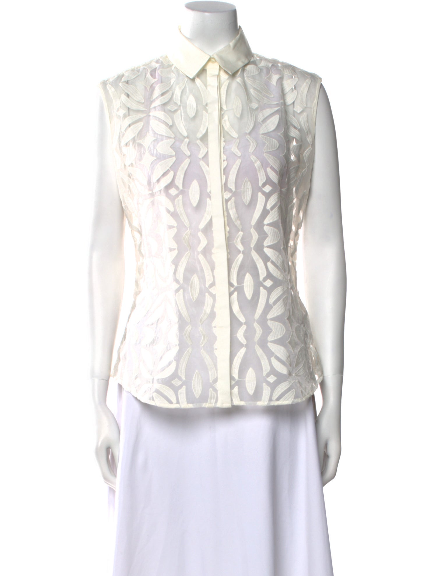 Anne Fontaine Printed Sleeveless Button-Up Top