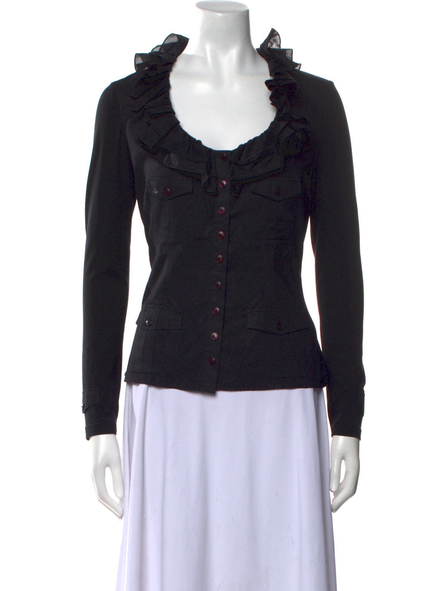 Anne Fontaine Scoop Neck Long Sleeve Top