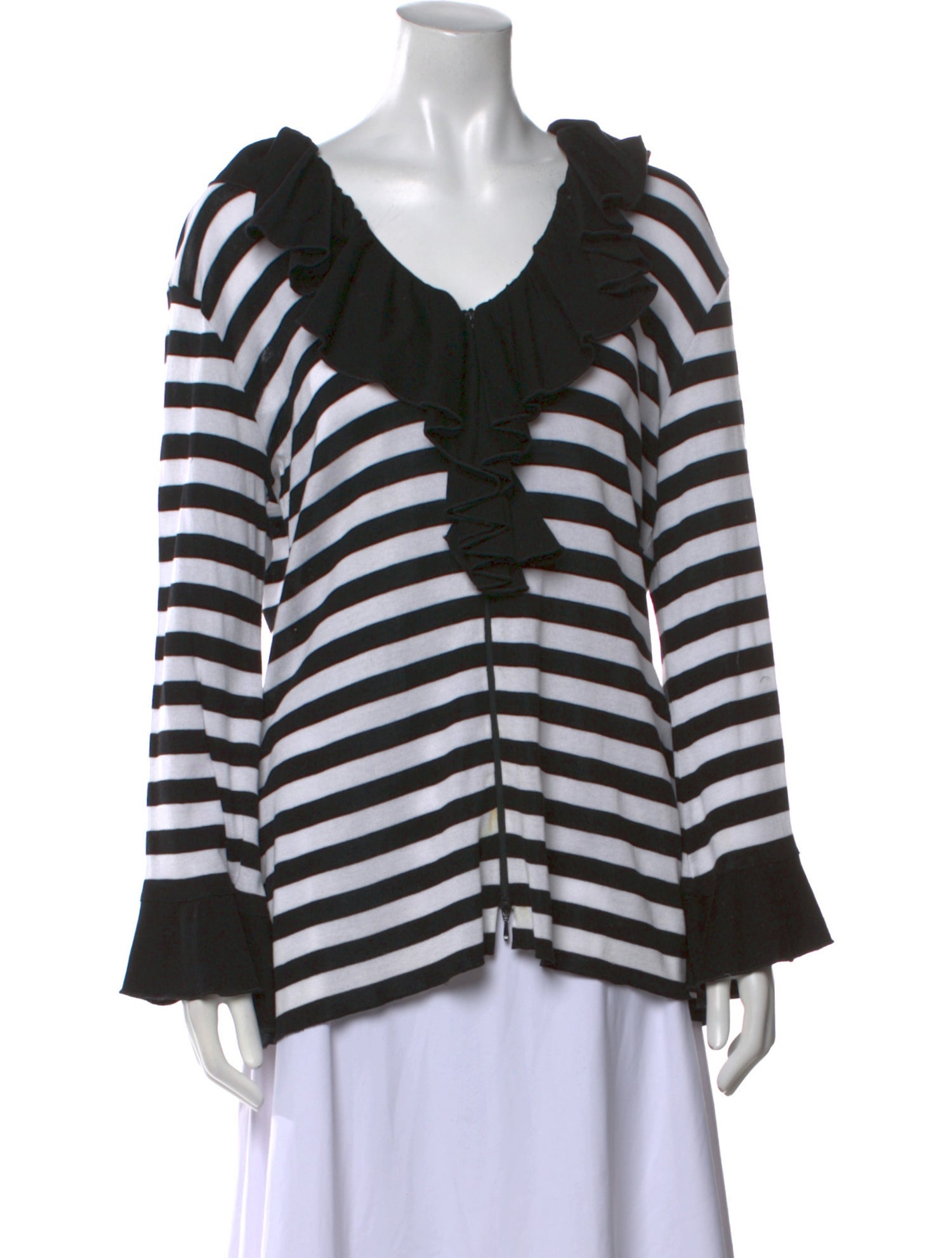 Anne Fontaine Striped V-Neck Blouse