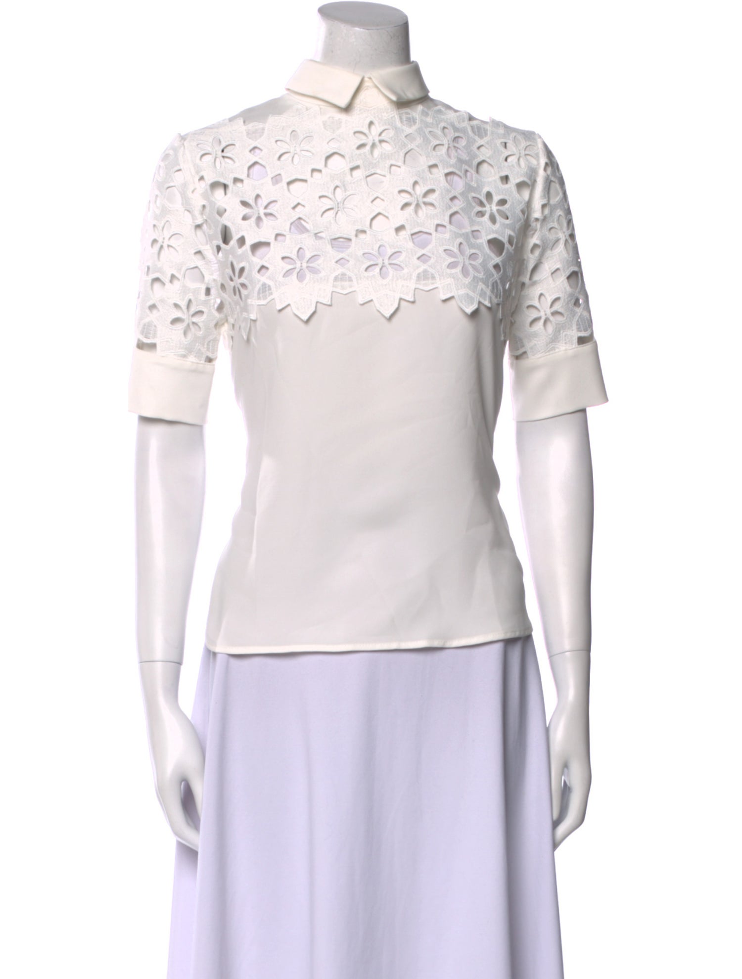 Anne Fontaine Lace Pattern Mock Neck Top