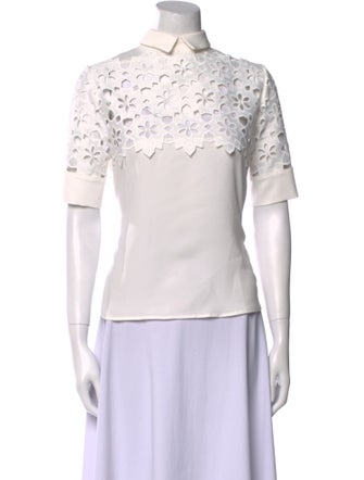 Anne Fontaine Lace Pattern Mock Neck Top