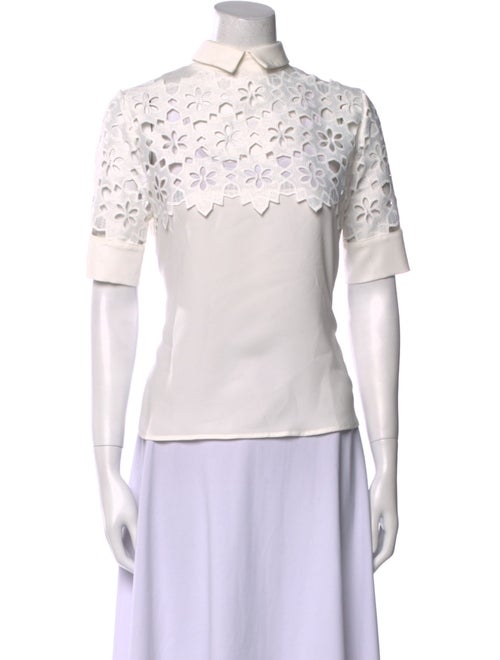 Anne Fontaine Lace Pattern Mock Neck Top